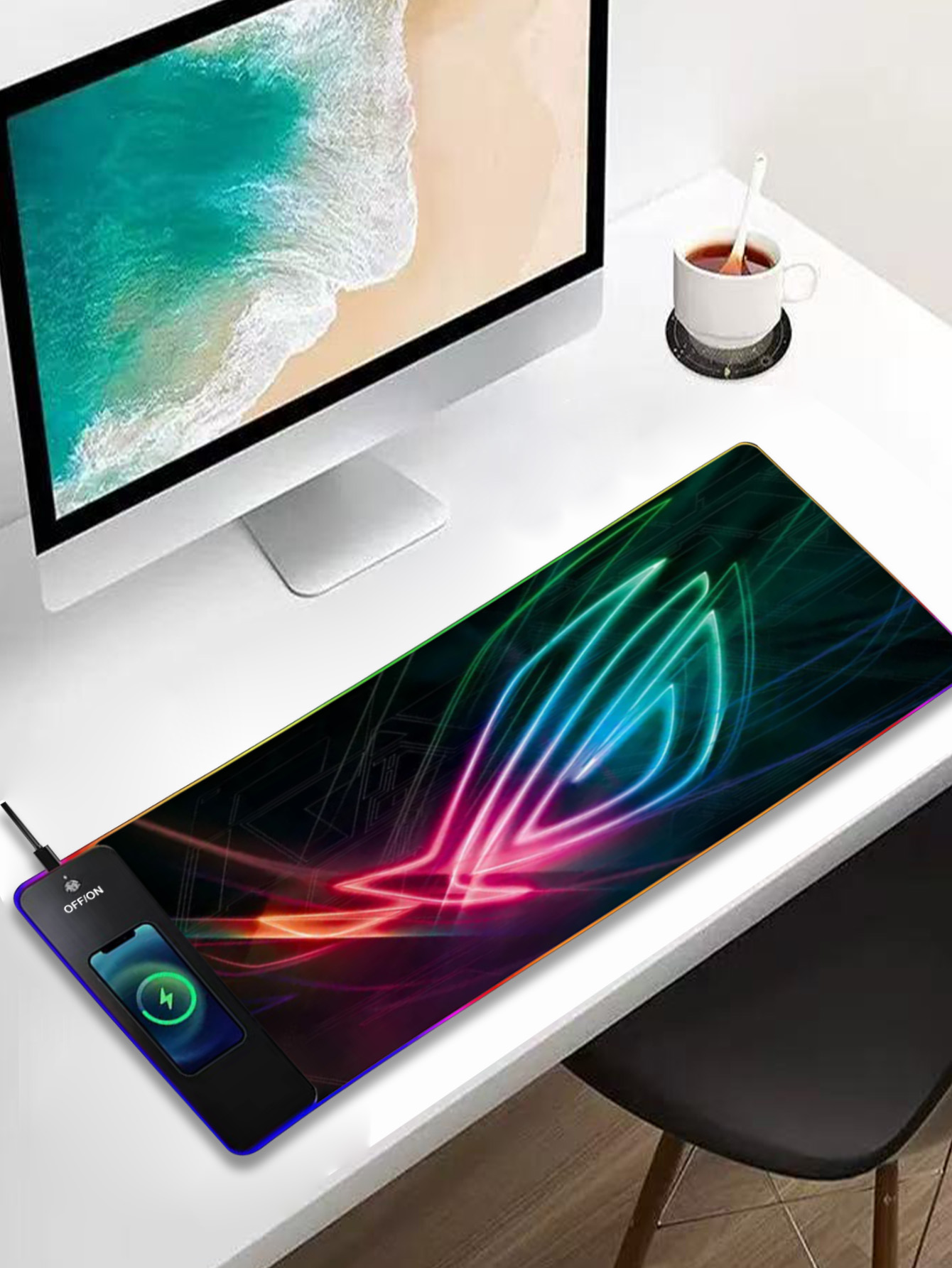 Mouse Charging Pad - RGB-verlichte multifunctionele 15W draadloze oplaadmuismat, afmeting